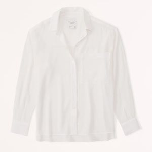 Abercrombie & Fitch Oversized Long-sleeve Crinkle Button Up